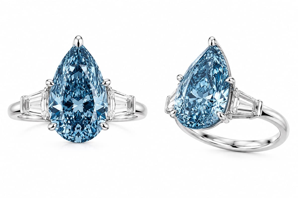 Pear-cut fancy blue diamond