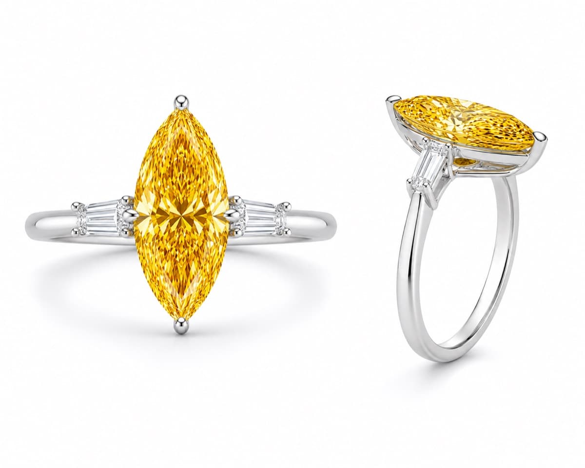 Marquise-cut fancy yellow diamond
