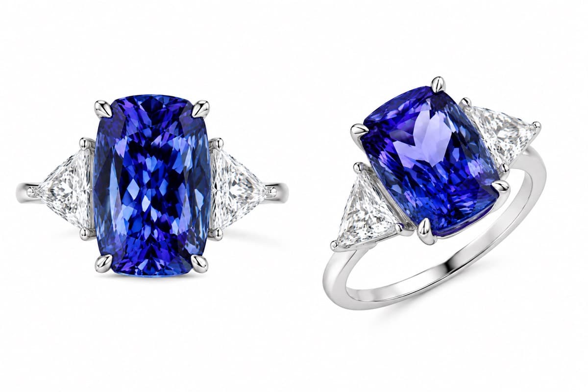 Radiant-cut tanzanite
